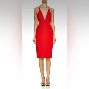 Bardot Deep V Red cocktail dress. SZ Large. Never Worn. NWT.